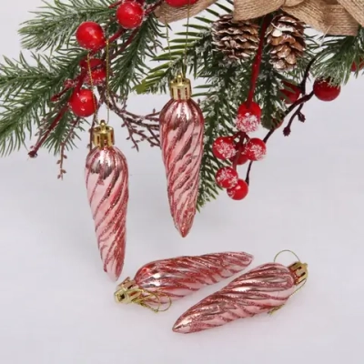 Ёлочные игрушки «Сосулька спиралька» 8,5см (набор 4шт), розовое золото