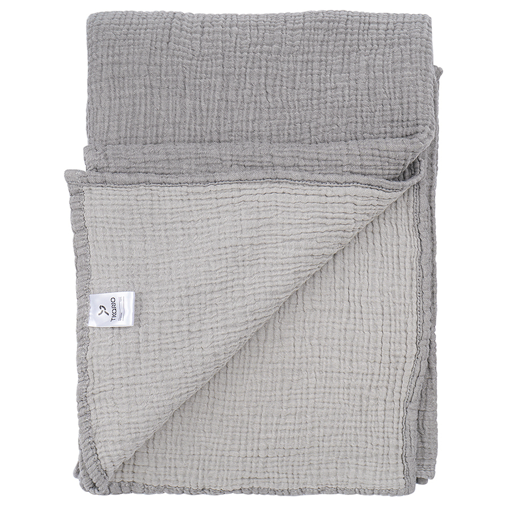 Покрывало двухстороннее из многослойного муслина серого цвета из коллекции essential, 230x250 см