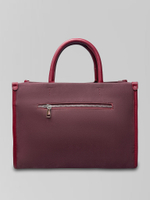 Сумка 9018-1 однотонная комбинированная на молнии с надписью спереди