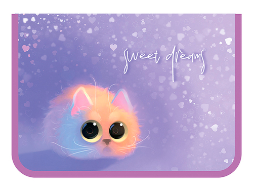 Папка для труда А4 с вкладышем молния вокруг пластик "Сказочный котик"