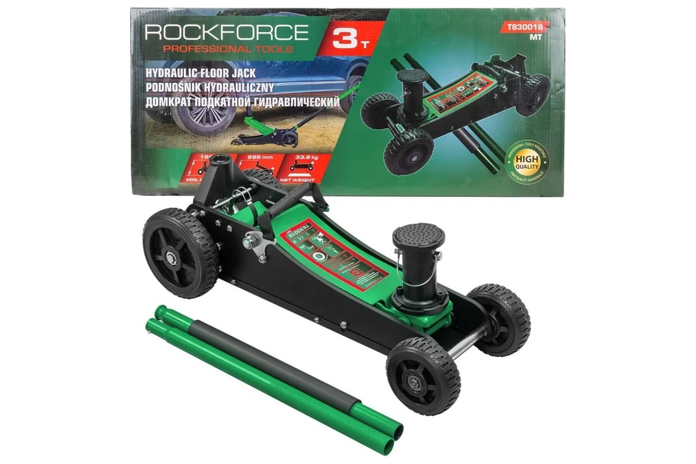 Домкрат гидравлический RF-T830018MT подкатной 3т (h min 155мм.h max 695мм) ROCKFORCE
