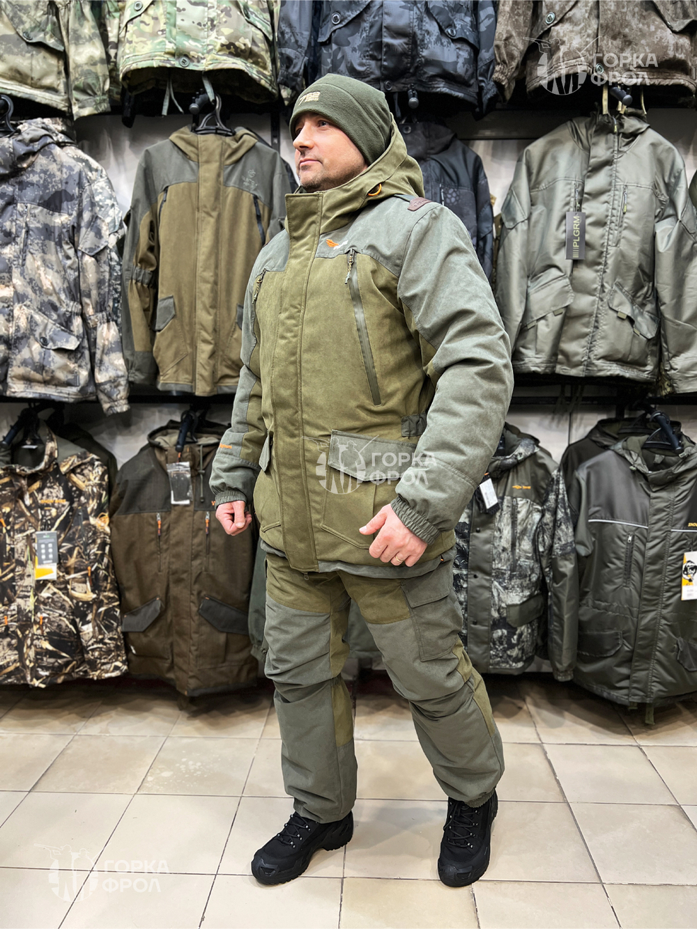 Костюм зимний PRIDE Магнум -45°C, полукомбинезон, Исландия, хаки