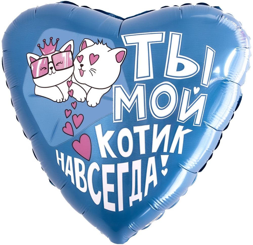 Ag (19&#39;&#39;/48 см) Сердце, Ты - мой котик навсегда, 1 шт.
