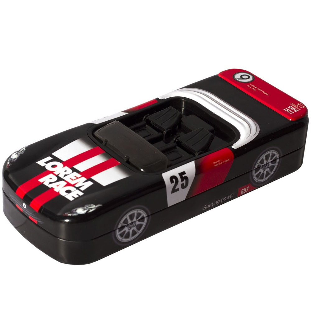 Пенал металлический машина 2 отделения Alingar, таблица умножения, 80 х 200 мм, "Sport car", синий (спортивная машинка)