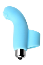 Голубая вибронасадка на палец JOS DANKO для точки G - 9,5 см. (Цвет: голубой)