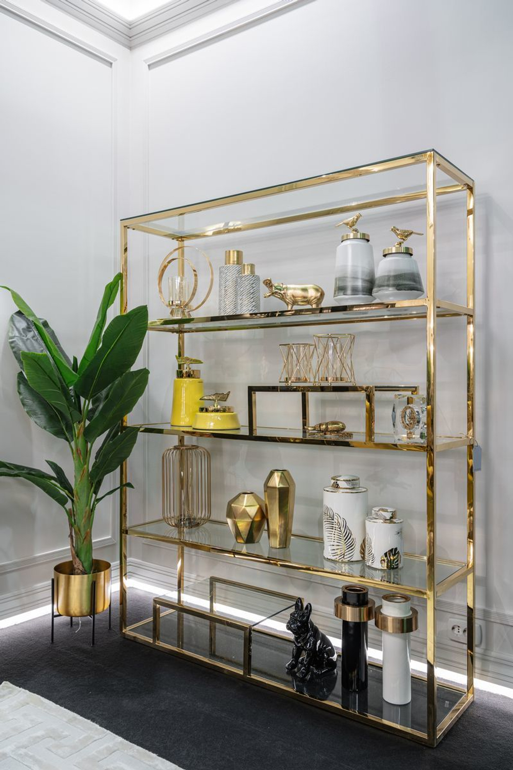 Стеллаж Garda Decor прозрачный-золотой GY-SH8005GOLD