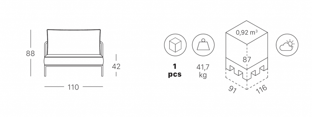Модуль центральный с подушками Scab Design Flap, мокко