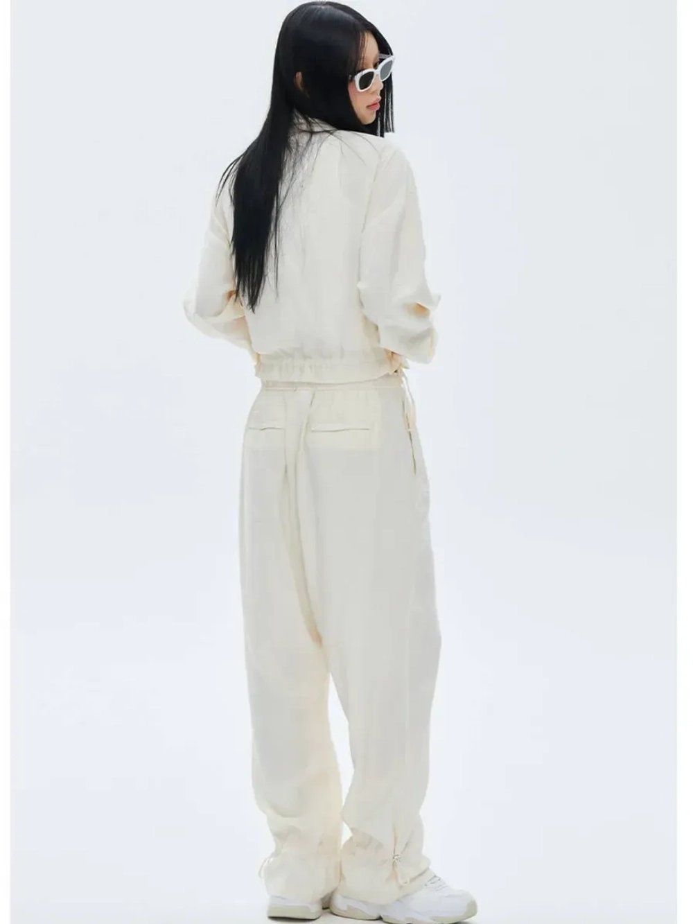 Брюки с высокой посадкой из вискозы и завязками на штанинах