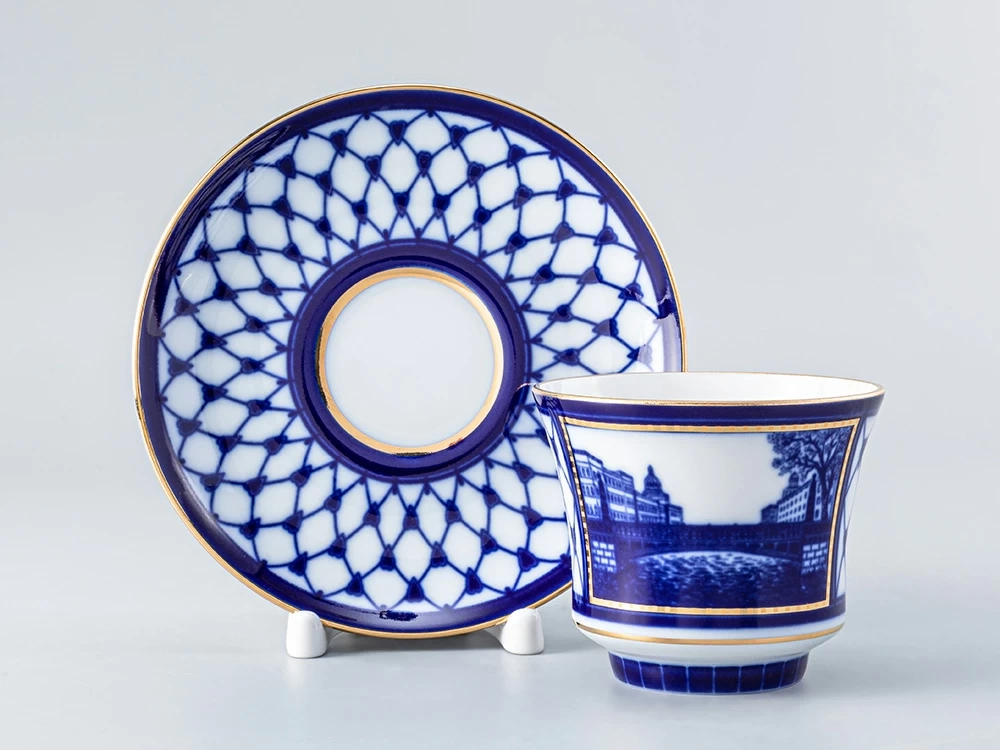 Чашка с блюдцем чайная 220 мл форма Банкетная рисунок Поцелуев мост арт. 81.16034.00.1