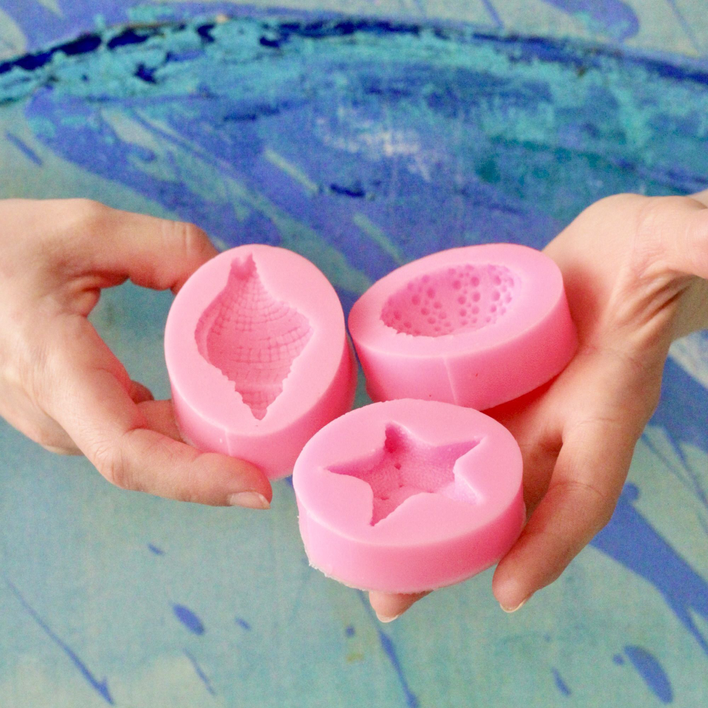 Молды силиконовые для творчества "Набор 3 молда: ракушка, морской ёж, морская звезда"/ форма для полимерной глины, мыла, воска, гипса и эпоксидной смолы