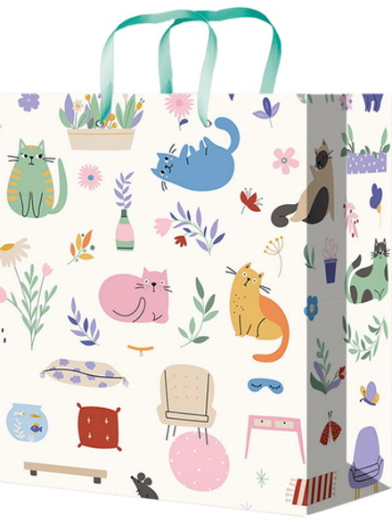 Пакет подар. бумажн. 22*31*10 см 128гр/м2 Кошачий уют