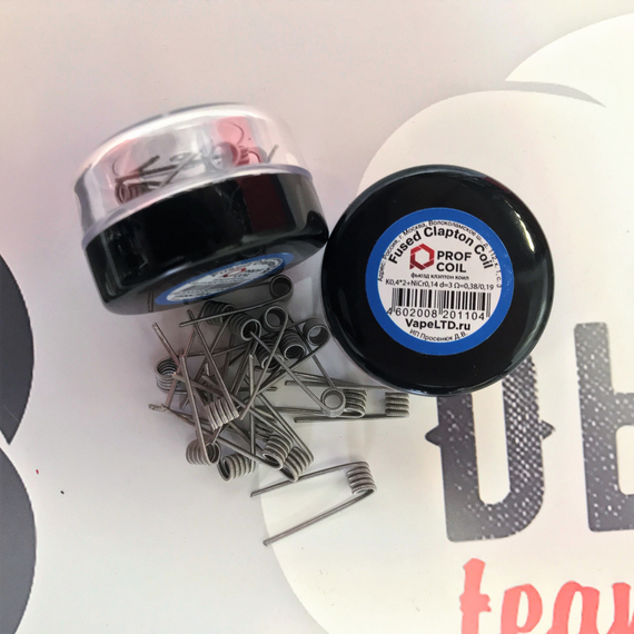 Спирали Prof Coil Fused Clapton K0,4*2+NiCr0,14 d=3 ?=0,38/0,19 (2шт)