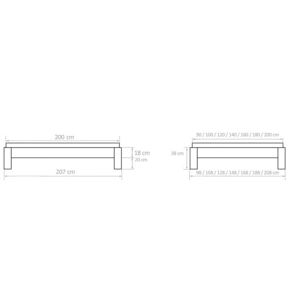 Кровать без изголовья из массива дуба Bayamo