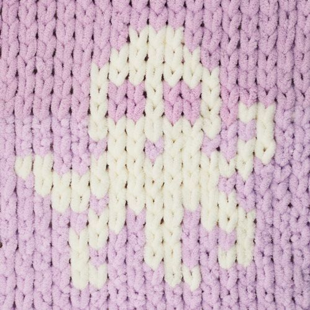Пуффи Море ПЛЮС (Puffy More plus) пряжа Alize 100%микрополиэстер 2х250г/11м (8003 молочный/сиреневый)