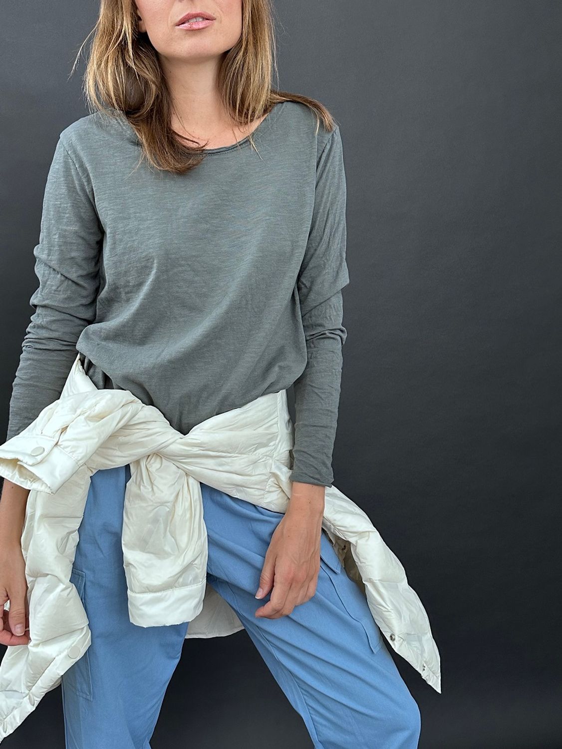 Лонгслив, ballerina, Cotton road O neck (24) (антрацит)