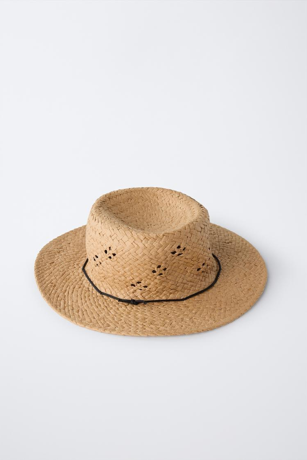 ZARA ШЛЯПА С ЭФФЕКТОМ РАФИИ И ШНУРКОМ, КАРАМЕЛЬНЫЙ