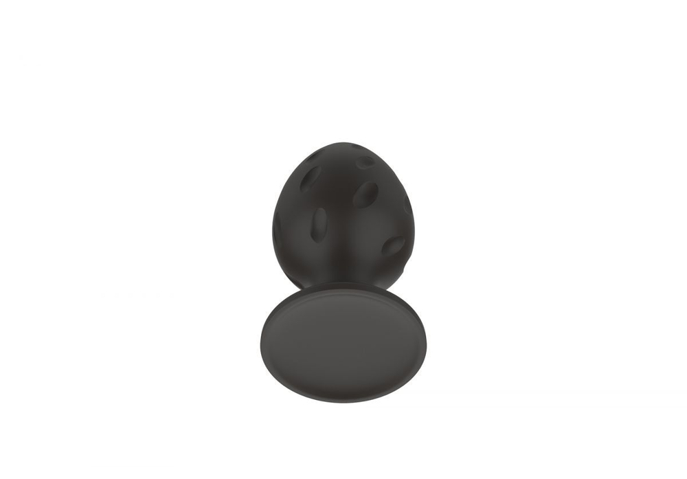 Черная малая силиконовая анальная пробка с рельефом в виде углублений