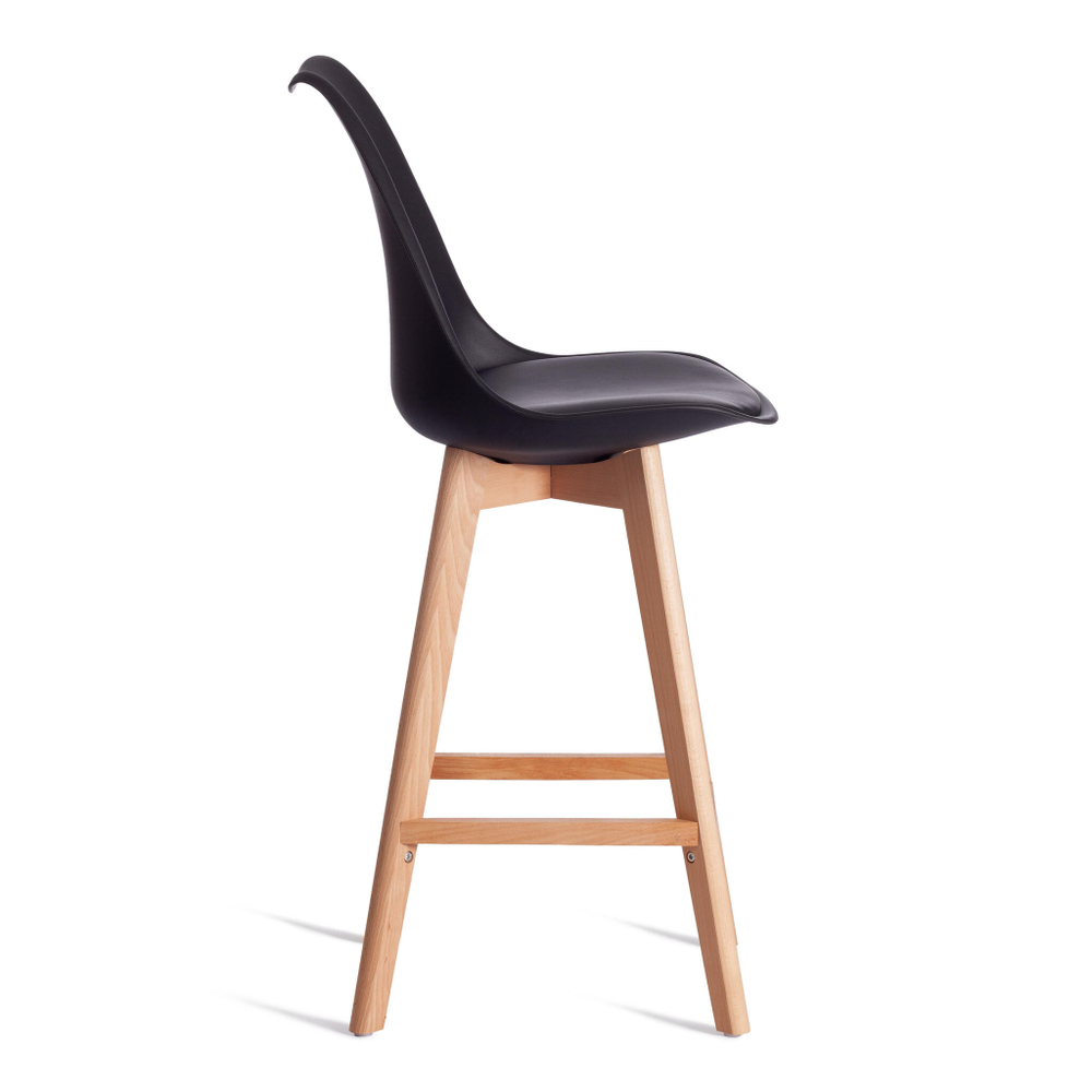 Стул барный TULIP BAR (mod. C1014H-1) / 1 шт. в упаковке пластик/дерево, 42 х 47,5 х 104 см, Black (Черный) 3010/ натуральный