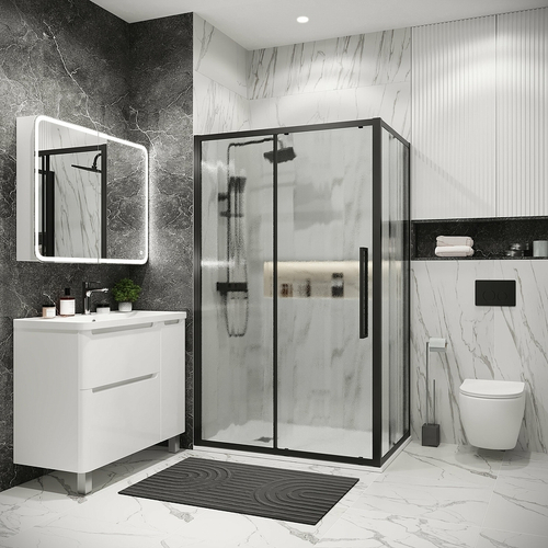 Душевая стенка Grossman Cosmo 70 200.K33.02.70.21.02 профиль Черный матовый стекло шиншилла