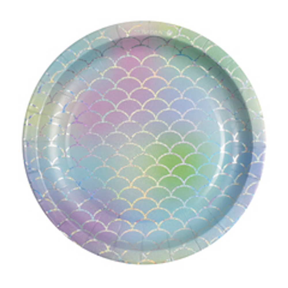 Тарелки бумажные, ламинированные, Радужная Чешуя, 18 см, 6 шт, 1 уп.
