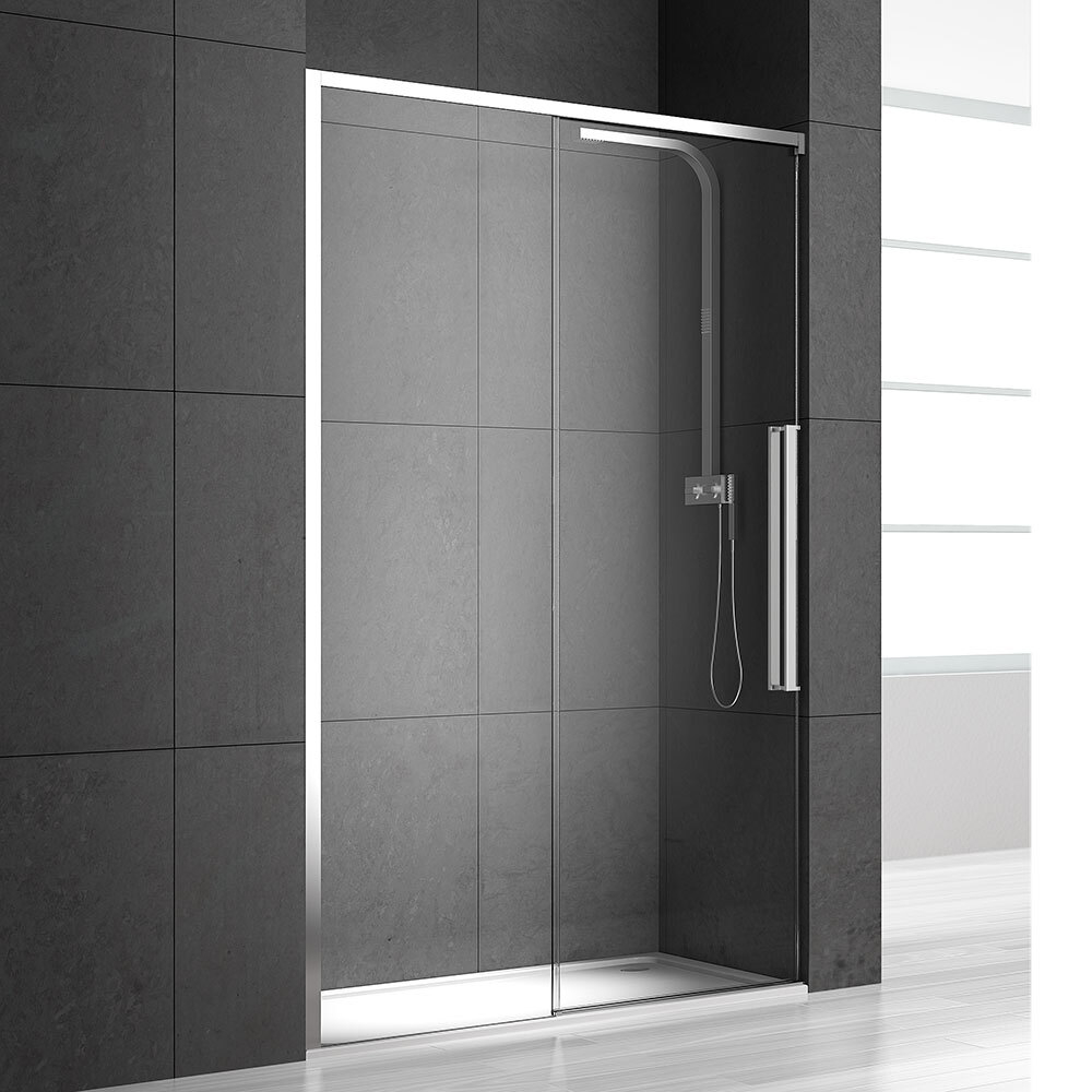 Душевая дверь в нишу NEW GENERATION, 140x200, левая, профиль блестящее серебро, стекло прозрачное, NGP8IS13830TR