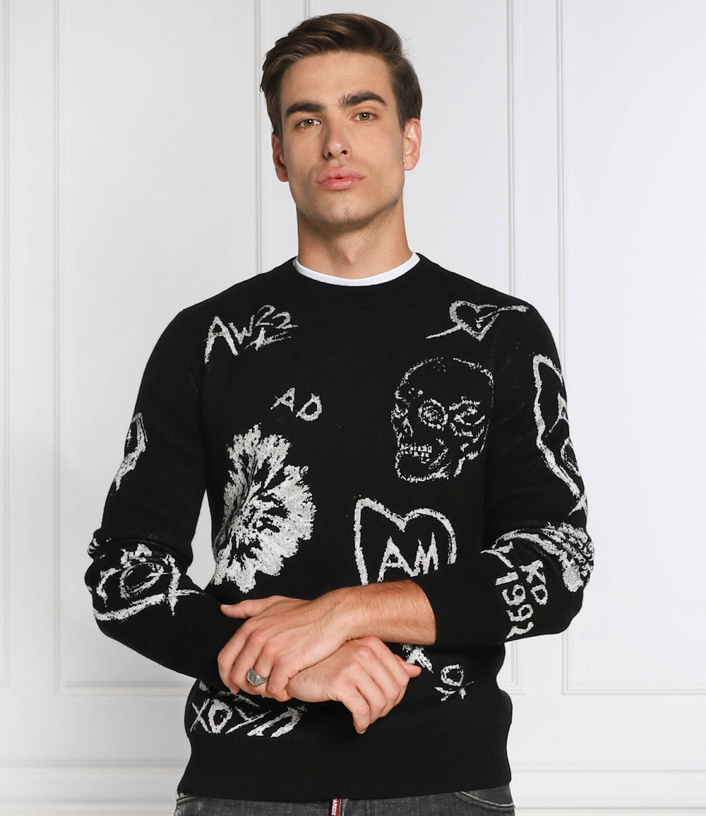 Хлопковый свитер Alexander McQueen - черный(712789 Q1XGA)