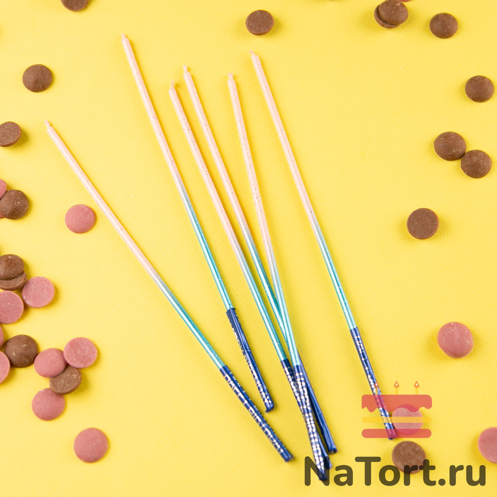 Набор свечей для торта «Перламутр» (градиент розовый, 16 см) 6 шт