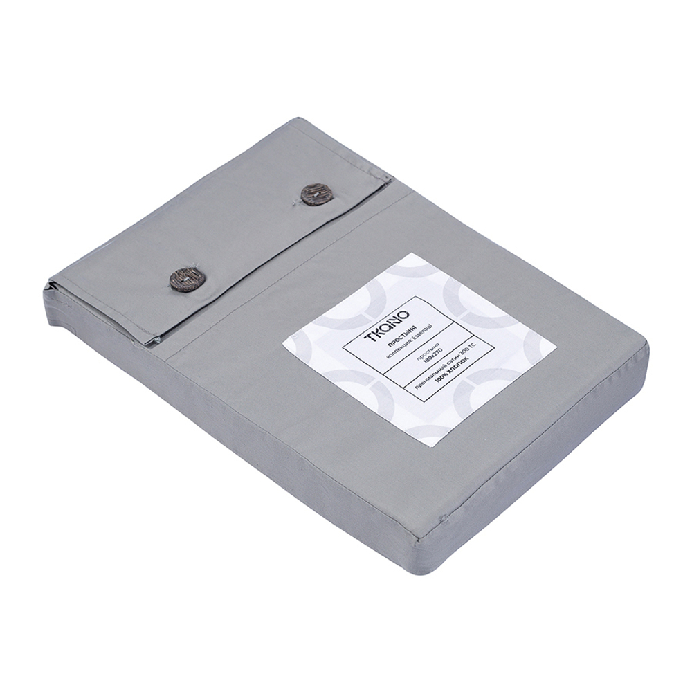 Простыня из премиального сатина светло-серого цвета из коллекции essential, 180х270 см