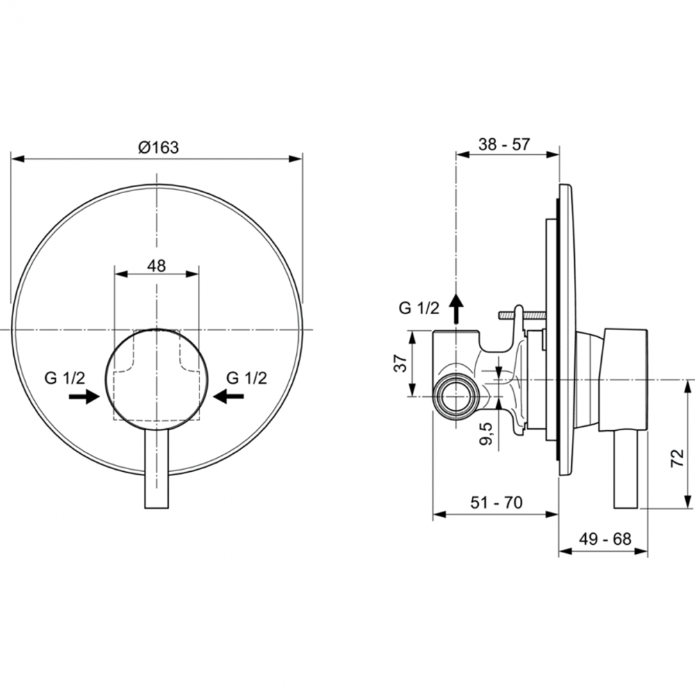 Смеситель Ideal Standard  CERALINE A6940AA для душа