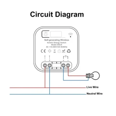 Беспроводной Проходной выключатель Кинетический Белый Комплект 2 Клавиши + Контроллер