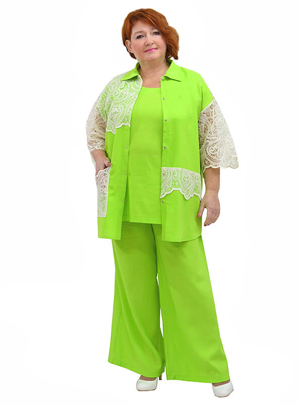 Жакет-рубашка с кружевом Лайм