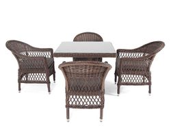 "Сицилия" обеденная группа плетеная, цвет коричневый
