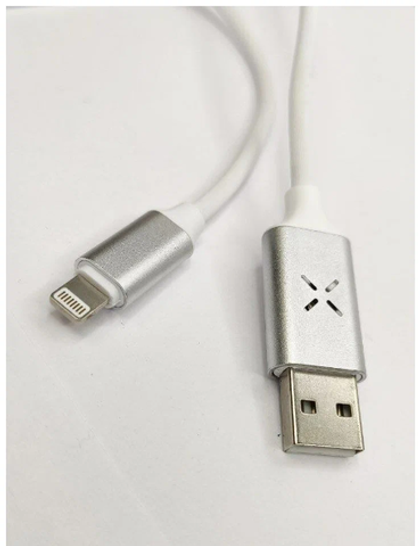 USB cable Lightning светящийся голос.упр. white Full Power