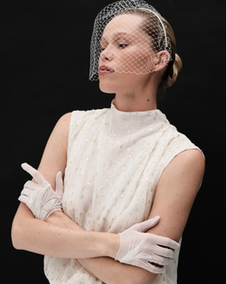 Перчатки короткие с бархатной вставкой