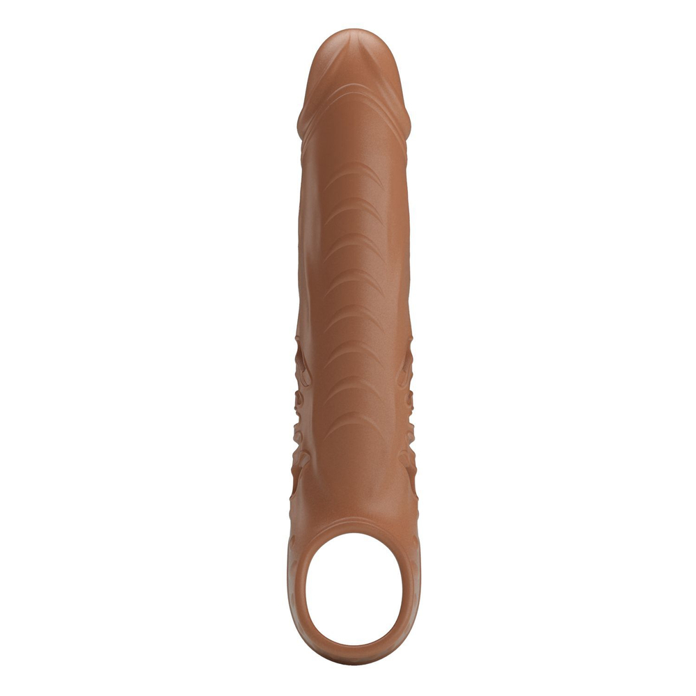 Коричневая вибронасадка с подхватом мошонки и пультом ДУ