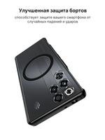 Чехол с Магсейф для Nubia Red Magic 11 Pro прозрачный матовый с черным бортом WLONS