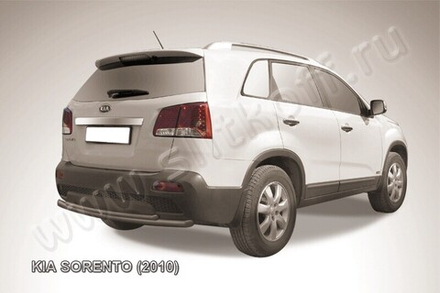 Защита заднего бампера (нержавейка) Kia Sorento (2009-2012) d57+d42 радиусная (черный)