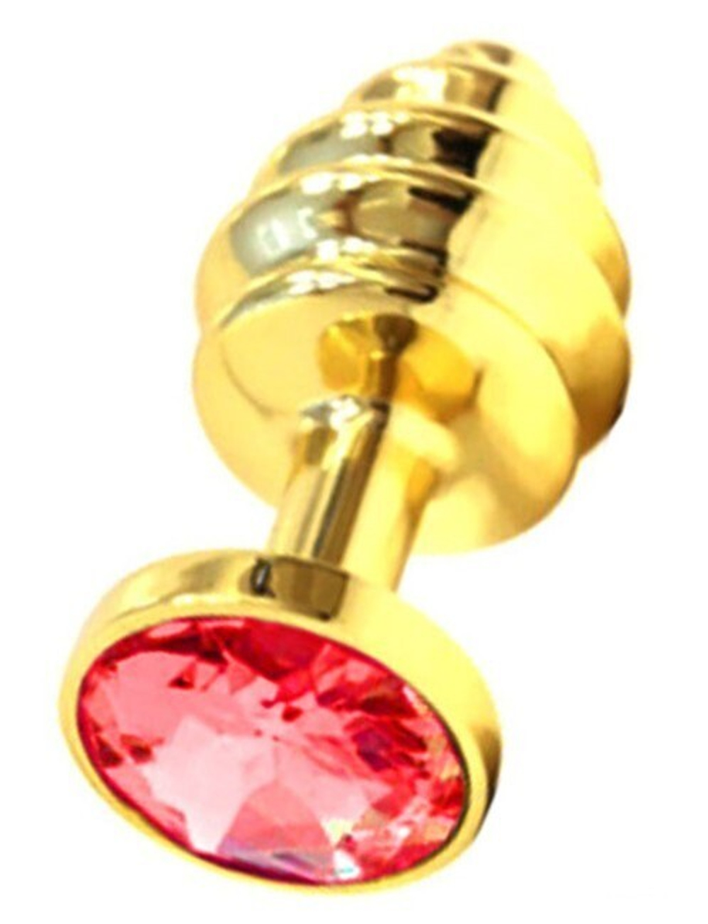 Маленькая рельефная металлическая пробка с красно-алым кристаллом (Цвет: золотой с красно-алым)
