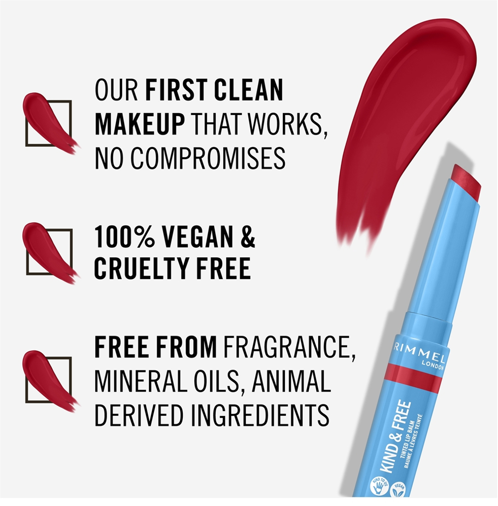 Rimmel Kind & Free - Тонирующий бальзам для губ оттенок 005 Turbo Red, 1 g