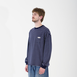 Лонгслив Uniform relaxed pocket stripe синий