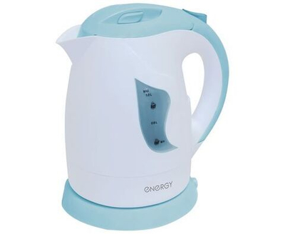 Чайник электр. Energy E-209 Бело-голубой (диск, 1л) 0,9кВт, термопластик