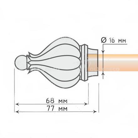 Наконечники "Аладдин" d16 мм, цвет золото глянец