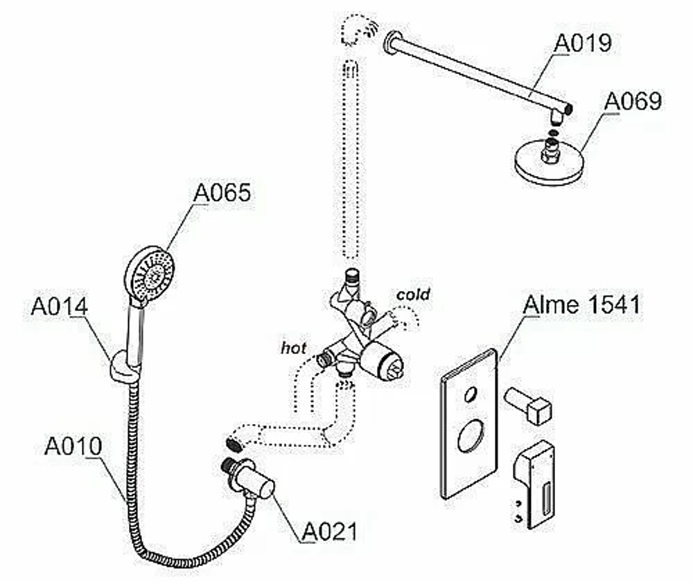 Душевая система WasserKRAFT Alme 1500 A16069
