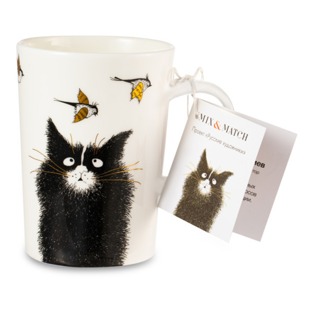 Кружка 450мл Mix&Match Синергия Кот Мечты о крыльях белая