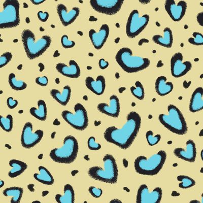 Леопардовые сердца / желтый с голубым