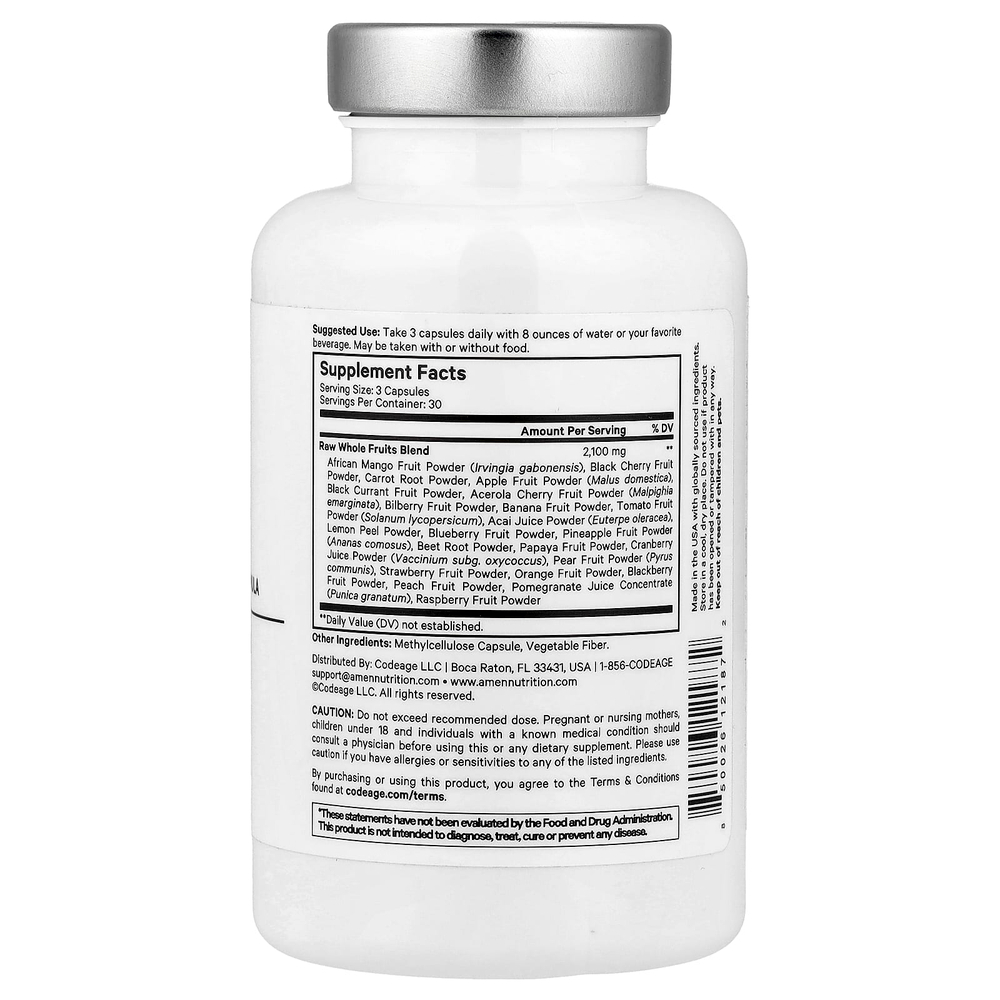 Codeage, Amen, Fruits, комплексная формула из суперфруктов, 90 вегетарианских капсул
