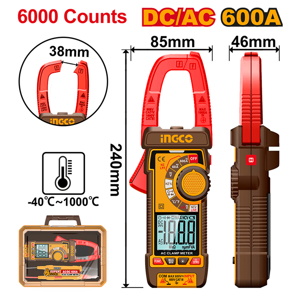 Мультиметр цифровой INGCO DCM66002 INDUSTRIAL 600 А AC/DC