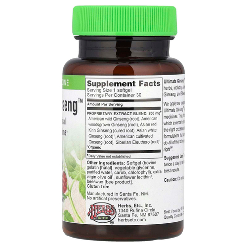 Herbs Etc., Ultimate Ginseng ™, 30 мягких таблеток