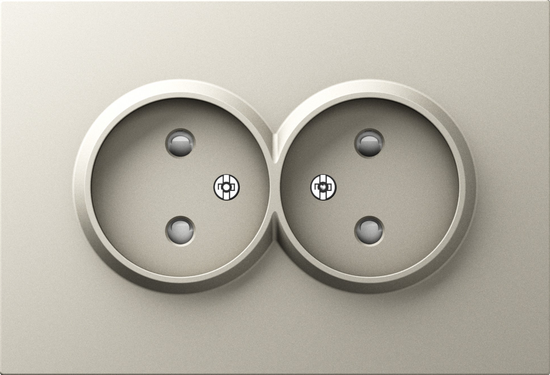 Накладка для розетки 2-й без заземления,  со шторками 16A 250 В~,  матовый кашемир,  серия A07
