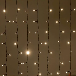 Светодиодный занавес 2*2 м., 400 LED, тепло-белый, статика, черный провод каучук, LTC (ECO402-1-2WW)